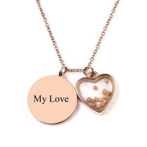 Charm Necklace with Encased Mustard Seeds (20 Inches) in ION Plated RG Stainless Steel