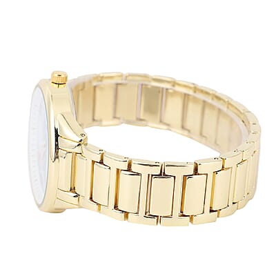 Strada Japanese Movement Watch with Blue Butterfly Pattern Dial in Goldtone