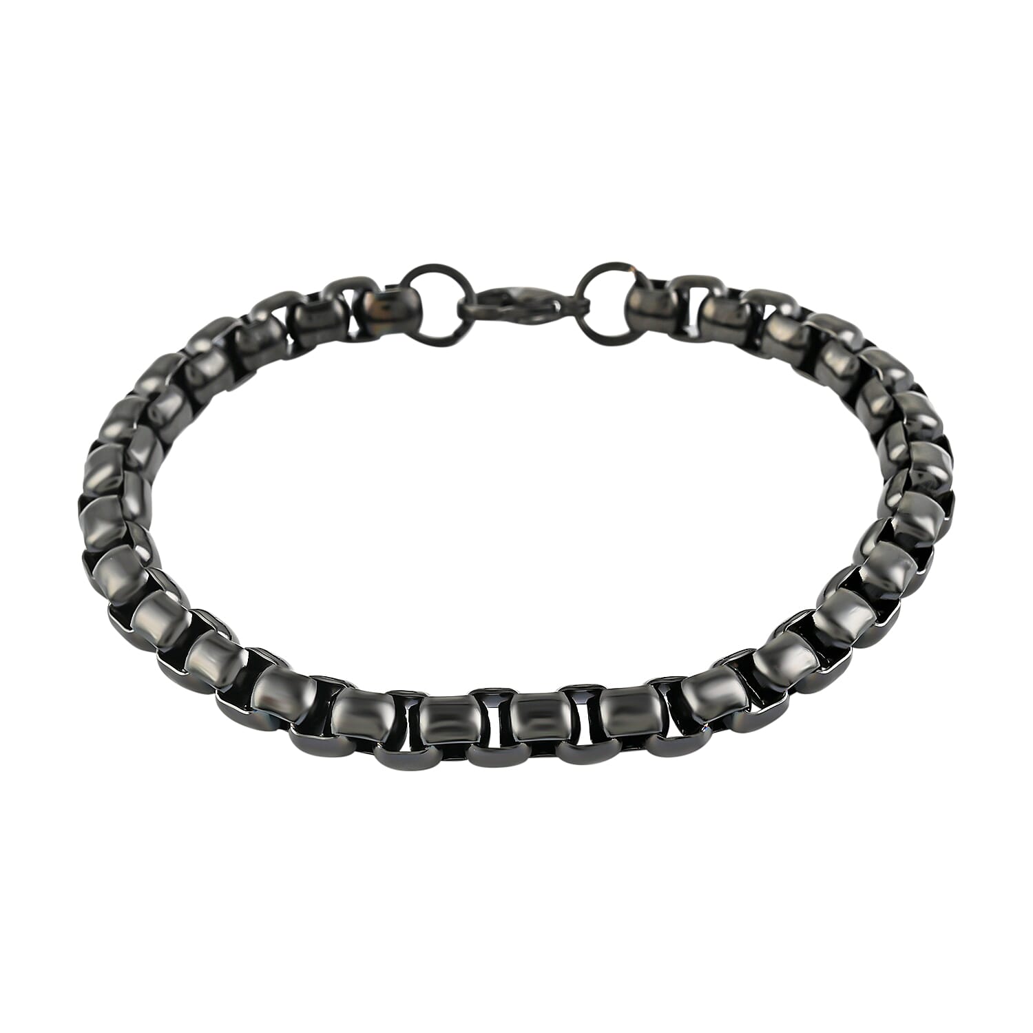BOX Chain Bracelet in ION Plated Black Stainless Steel (8.00 In) 25.40 Grams