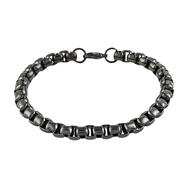 BOX Chain Bracelet in ION Plated Black Stainless Steel (8.00 In) 25.40 Grams