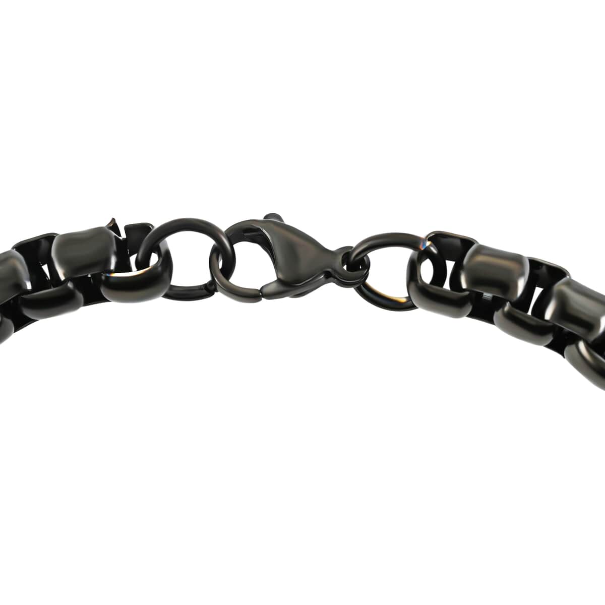 BOX Chain Bracelet in ION Plated Black Stainless Steel (8.00 In) 25.40 Grams image number 2