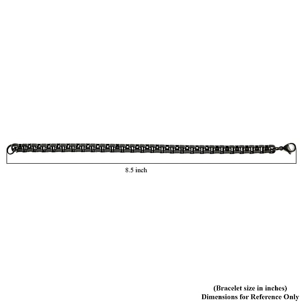 BOX Chain Bracelet in ION Plated Black Stainless Steel (8.00 In) 25.40 Grams