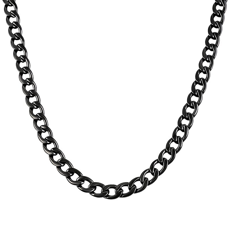 Curb Necklace 24 Inches in ION Plated Black Stainless Steel 58.60 Grams