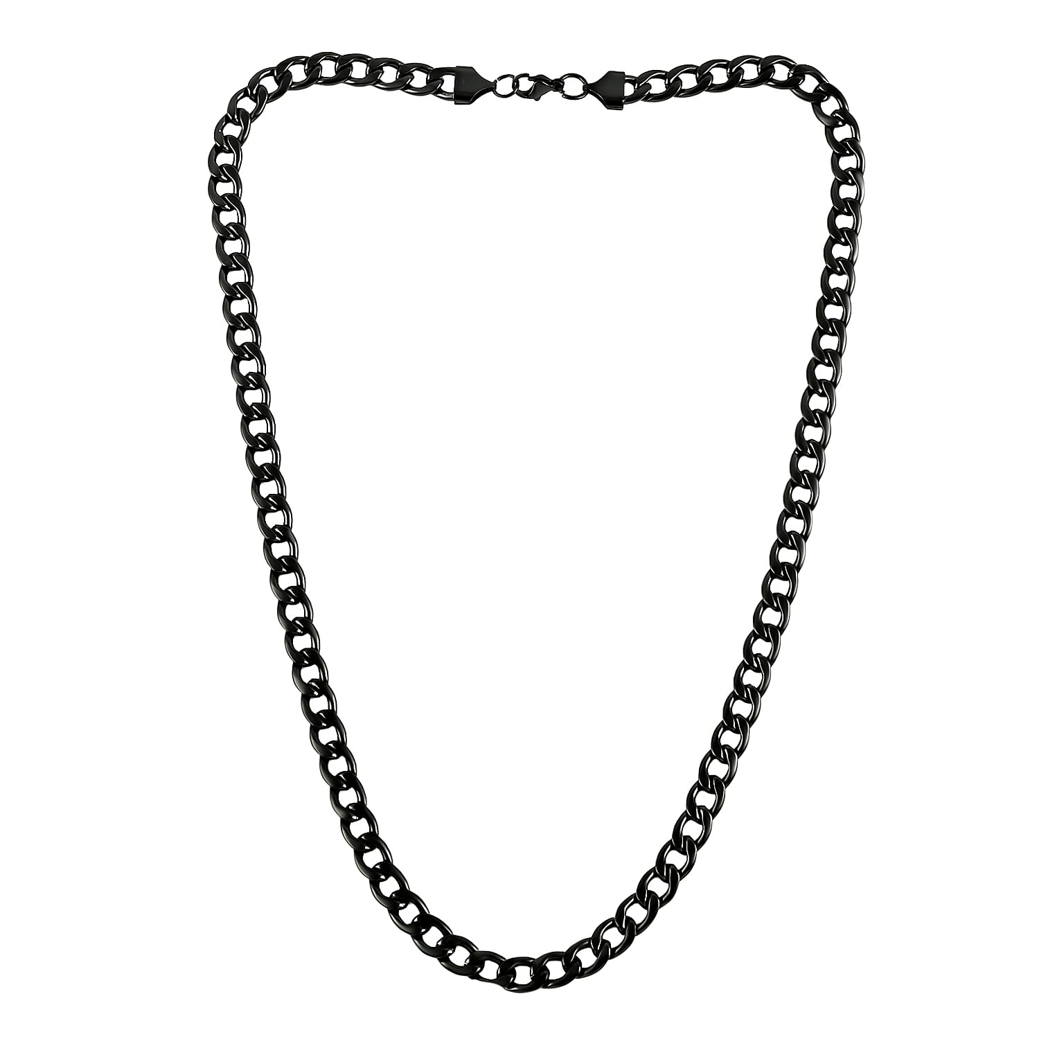 Curb Necklace 24 Inches in ION Plated Black Stainless Steel 58.60 Grams