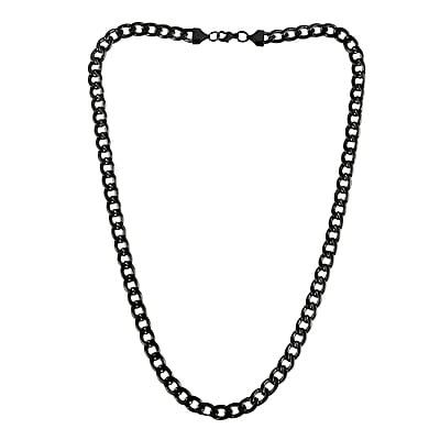 Curb Necklace 24 Inches in ION Plated Black Stainless Steel 58.60 Grams