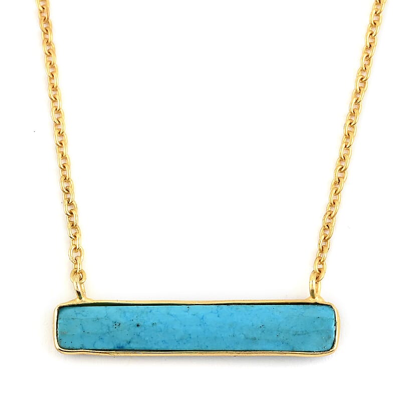 Reconstituted Turquoise Necklace 18 Inches in Goldtone 8.00 ctw
