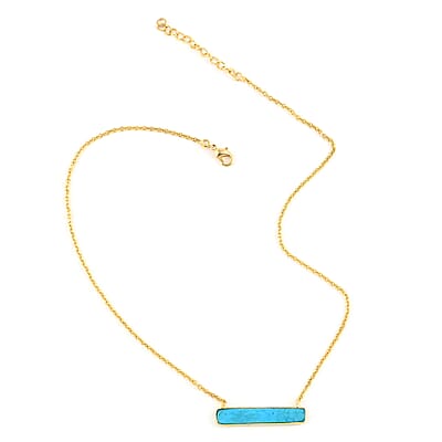 Reconstituted Turquoise Necklace 18 Inches in Goldtone 8.00 ctw