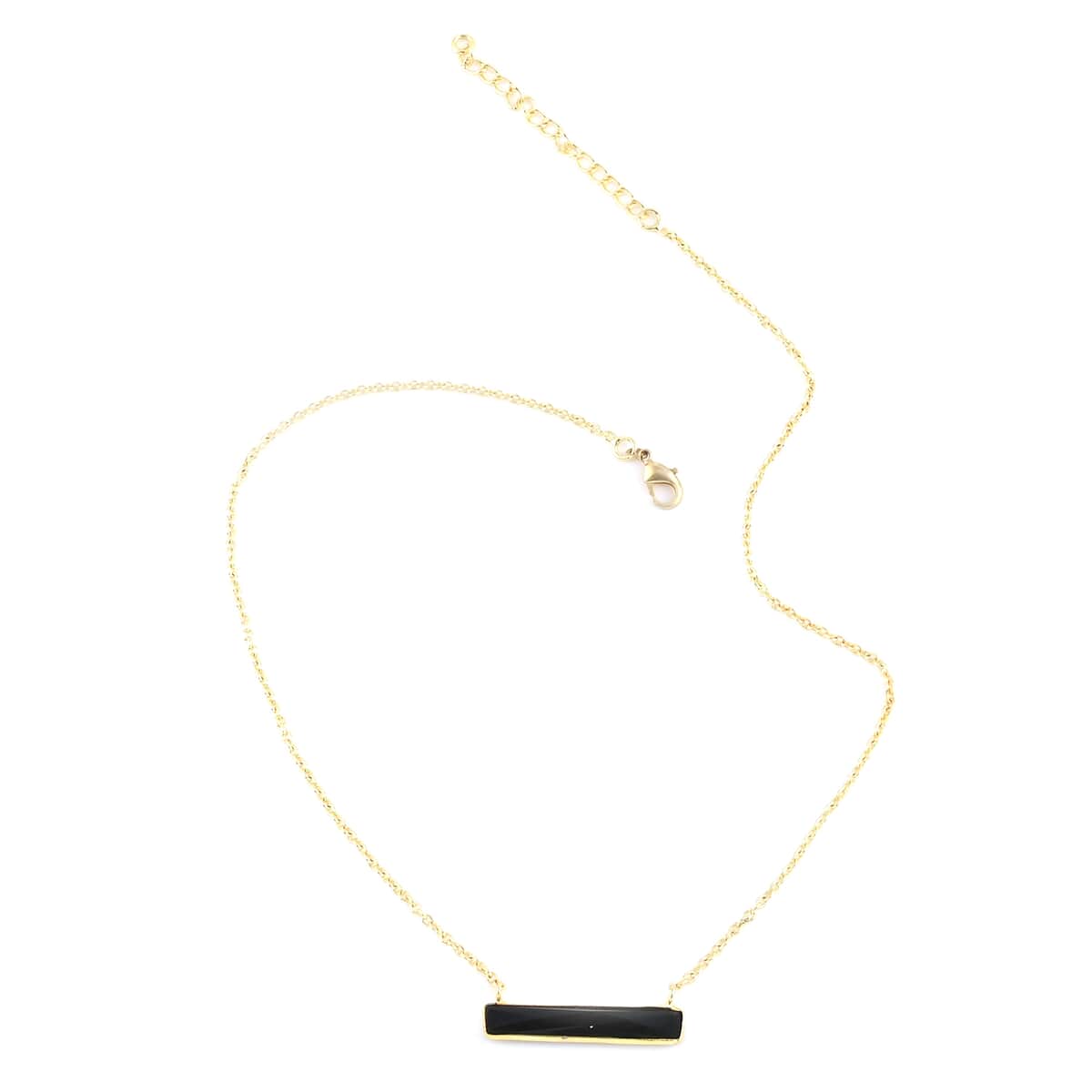 Black Onyx Bar Necklace 16 Inches in Goldtone 8.00 ctw image number 1