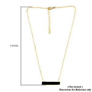 Black Onyx Bar Necklace 16 Inches in Goldtone 8.00 ctw