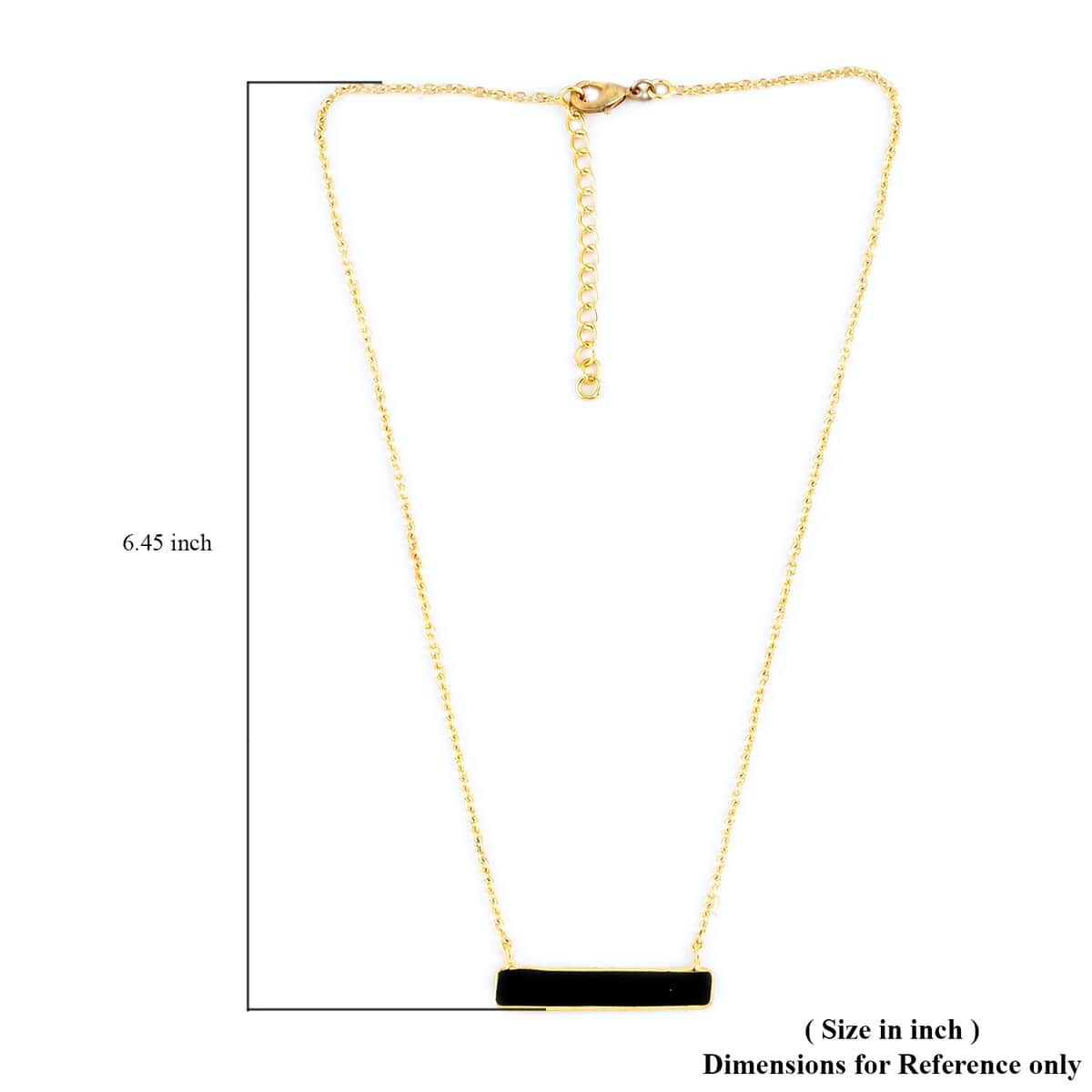 Black Onyx Bar Necklace 16 Inches in Goldtone 8.00 ctw image number 3