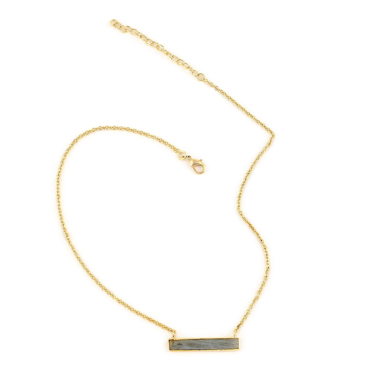 Malagasy Labradorite Bar Necklace 16 Inches in Goldtone 13.00 ctw image number 1