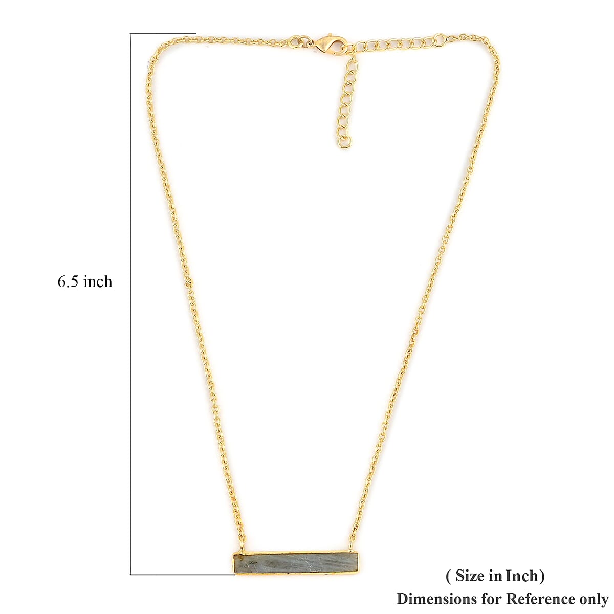 Malagasy Labradorite Bar Necklace 16 Inches in Goldtone 13.00 ctw image number 3