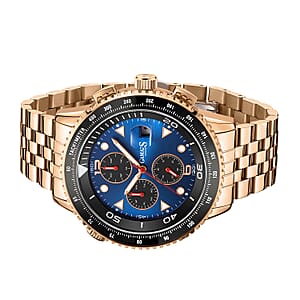 Gamages of London Limited Edition Hand Assembled Watch, Rally Timer Automatic Movement Watch, ION Plated RG Over Stainless Steel Watch (45mm) with FREE GIFT PEN