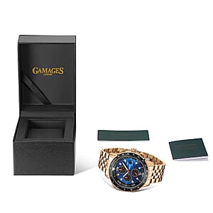 Gamages of London Limited Edition Hand Assembled Watch, Rally Timer Automatic Movement Watch, ION Plated RG Over Stainless Steel Watch (45mm) with FREE GIFT PEN