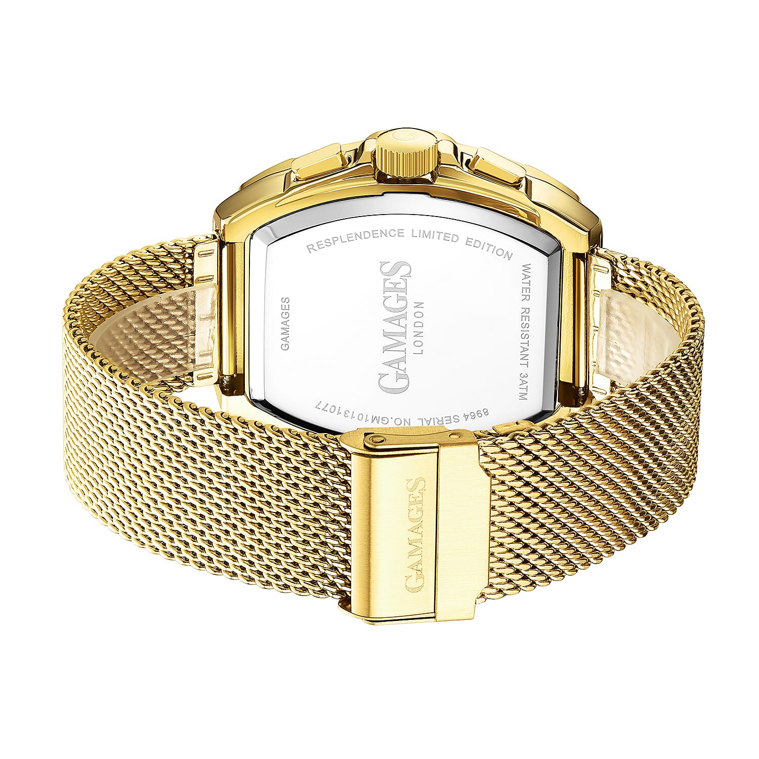 GAMAGES OF LONDON Limited Edition Hand Assembled Resplendence Automatic Movement Mesh Strap Watch in ION Plated Gold with Brown Dial (41mm)