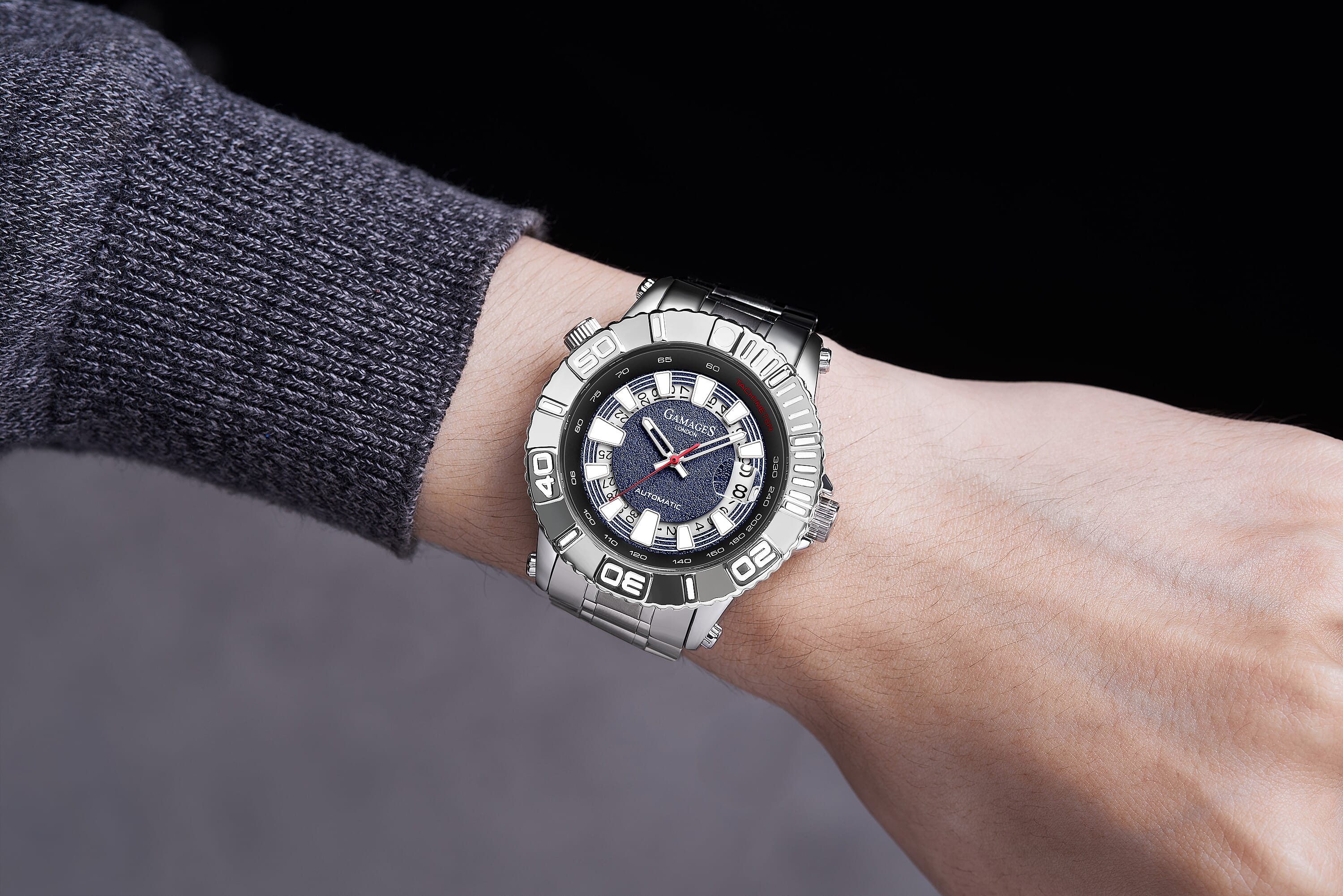 Gamages of London Limited Edition Hand Assembled Labyrinth Automatic Movement Watch in Stainless Steel (45mm)