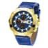 Gamages of London Limited Edition Hand Assembled Military Sports Automatic Movement Blue Genuine Leather Strap Watch in Gold ION Plating (45mm) image number 2