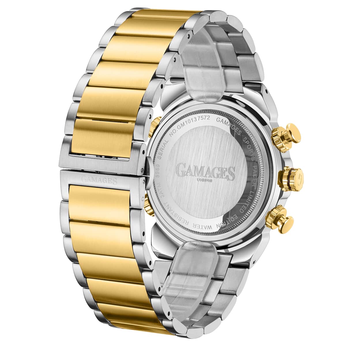 GAMAGES OF LONDON Limited Edition Hand Assembled Sports Pacer Automatic Movement Two-Tone Watch in ION Plated Gold and Stainless Steel (45mm) image number 3
