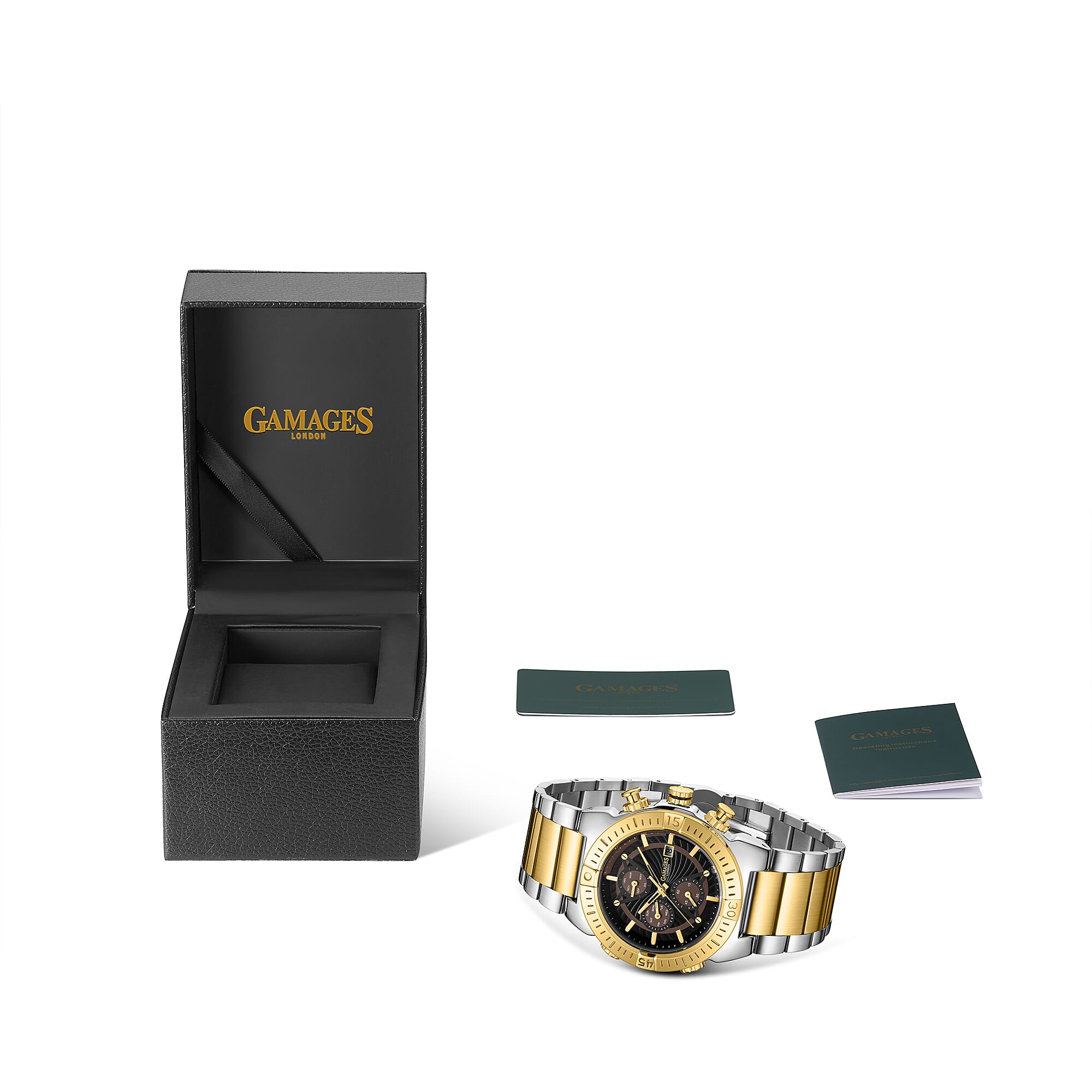 GAMAGES OF LONDON Limited Edition Hand Assembled Sports Pacer Automatic Movement Two-Tone Watch (45mm) with FREE GIFT PEN