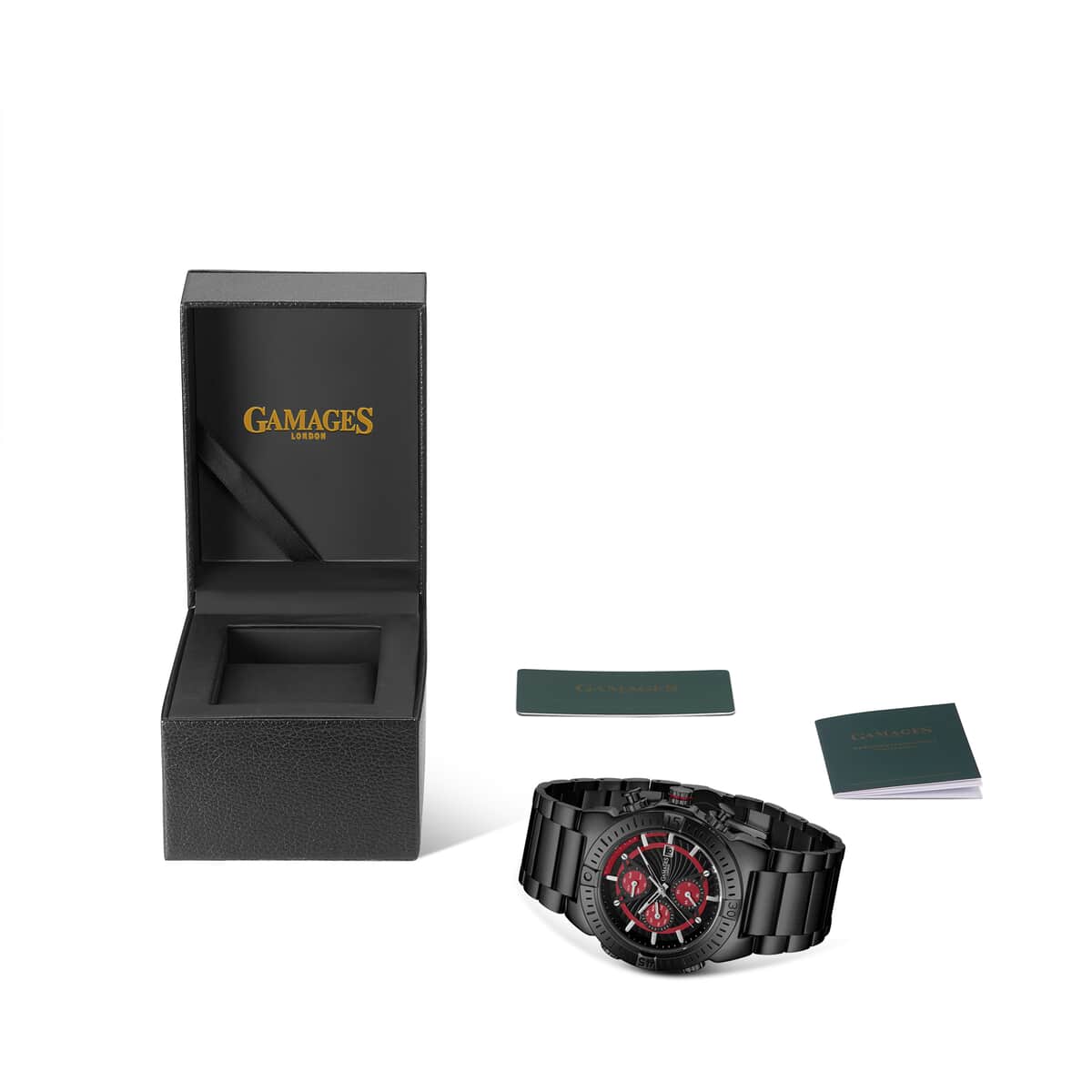 GAMAGES OF LONDON Limited Edition Hand Assembled Sports Pacer Automatic Movement Watch in ION Plated Black Stainless Steel (45mm) with FREE GIFT PEN image number 4