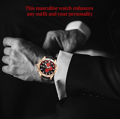 Gamages of London Limited Edition Hand Assembled Velocity Racer Automatic Movement Leather Strap Watch in RG ION Plating (45mm)