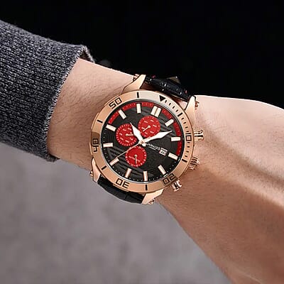 Gamages of London Limited Edition Hand Assembled Velocity Racer Automatic Movement Leather Strap Watch in RG ION Plating (45mm)