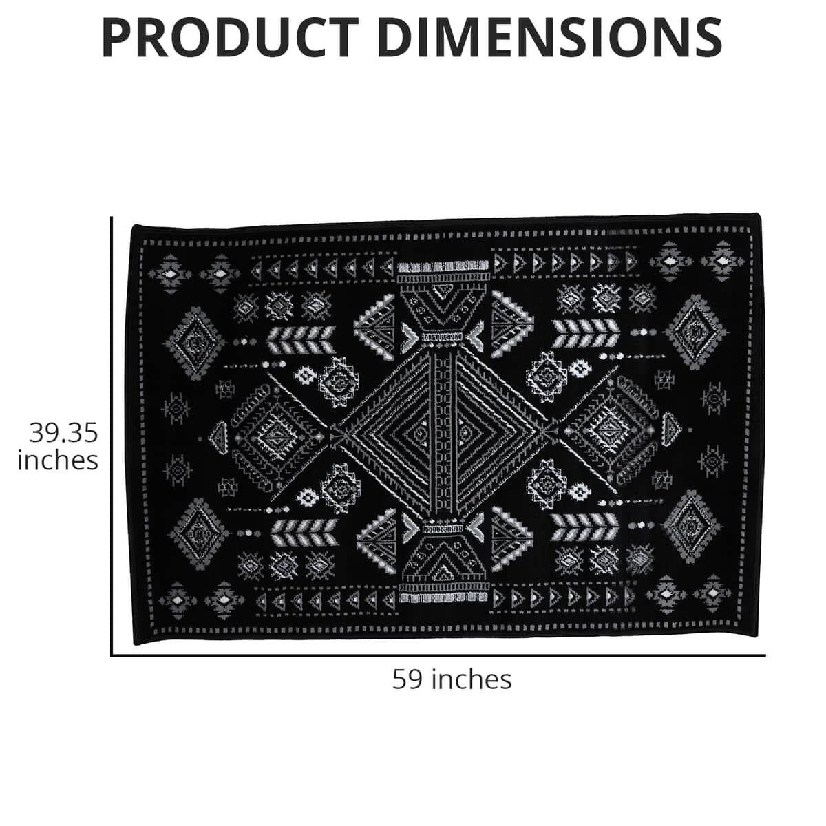Black and White Polypropylene Mirzae Carpet (59"x39.35") image number 3