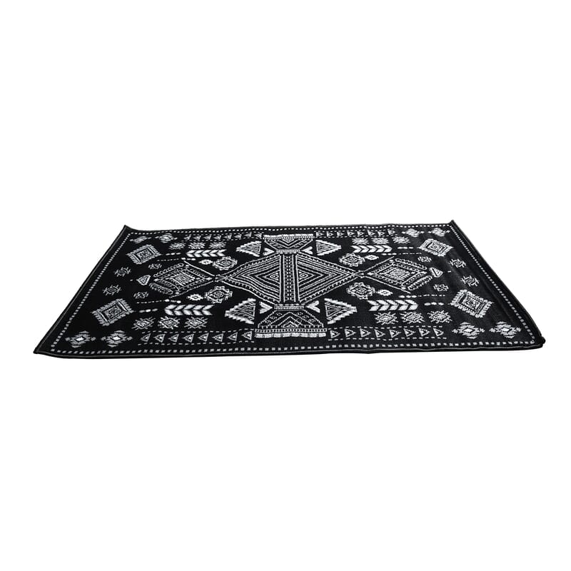 Black and white Mirza Geometric Pattern Non Skid Ultra-Soft Polypropylene Rug
