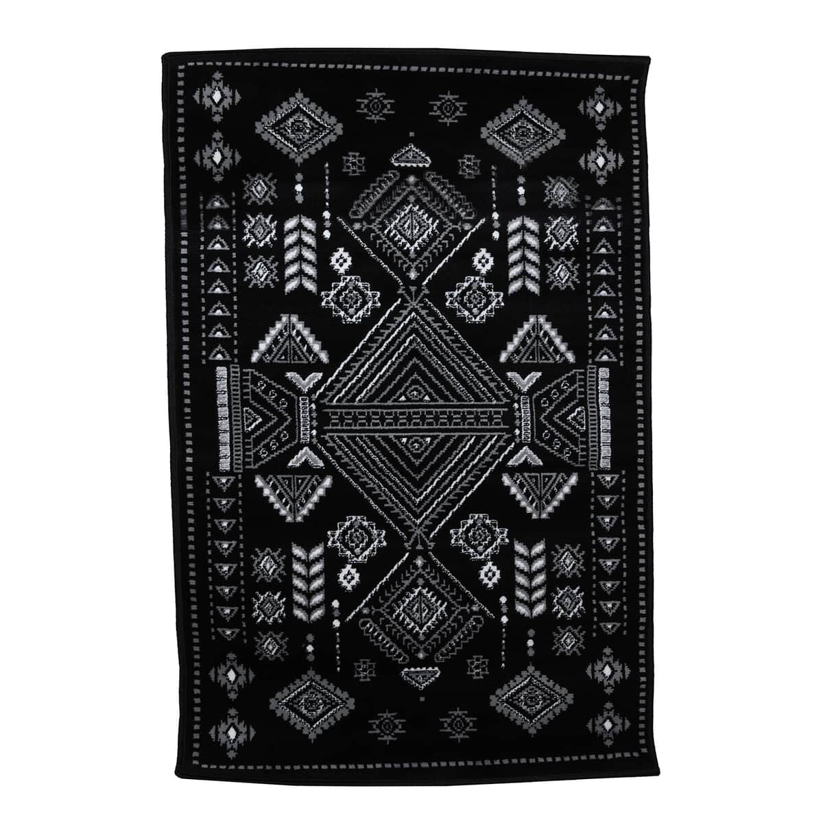 Black and White Polypropylene Mirzae Carpet (59"x39.35") image number 6