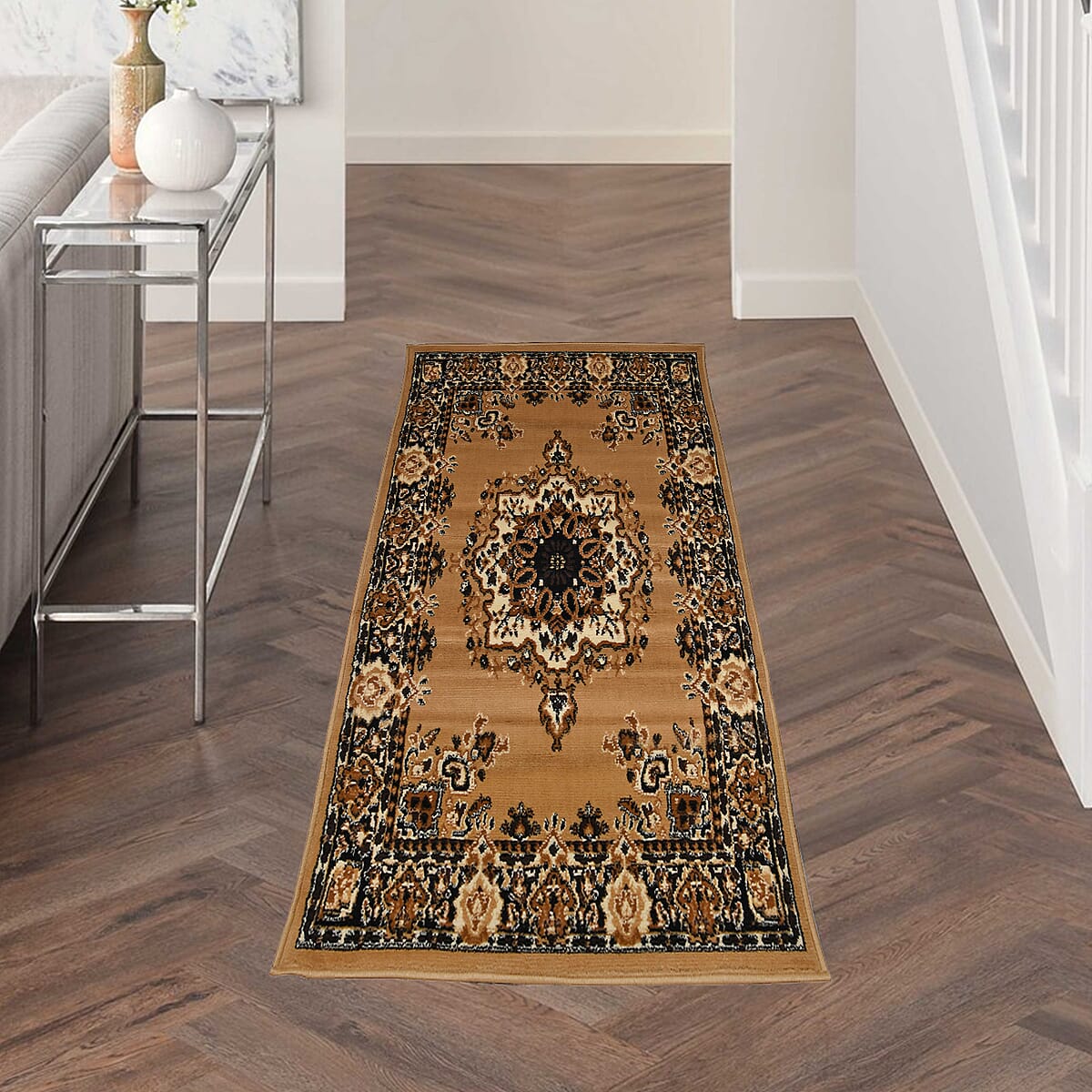 Brown Super Shama Geometric Pattern Non Skid Ultra-Soft Polypropylene Rug image number 1