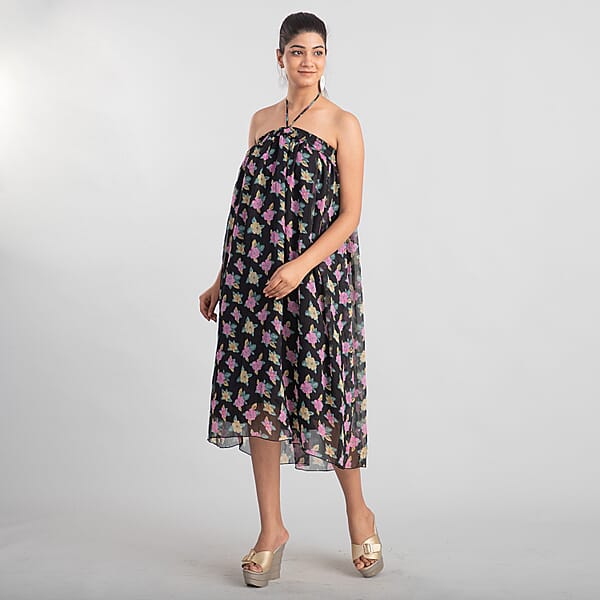 Jovie Black Floral Printed Skirt for Women with Drawstring - One Size Fits Most , Long Skirt , Summer Skirts , Women Skirt