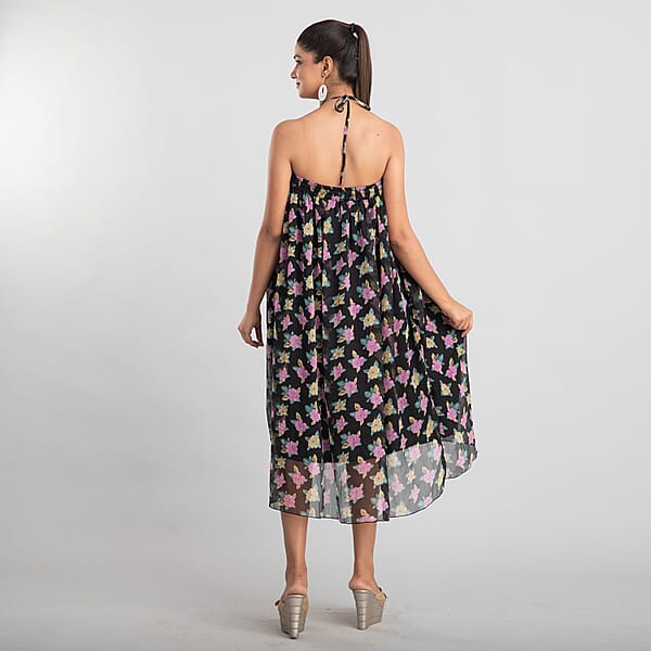 Jovie Black Floral Printed Skirt for Women with Drawstring - One Size Fits Most , Long Skirt , Summer Skirts , Women Skirt