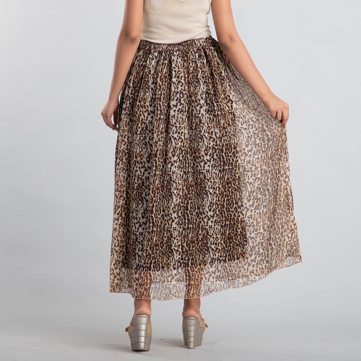 Jovie Brown Animal Printed Skirt for Women with Drawstring - One Size Fits Most | Long Skirt | Summer Skirts | Women Skirt image number 1