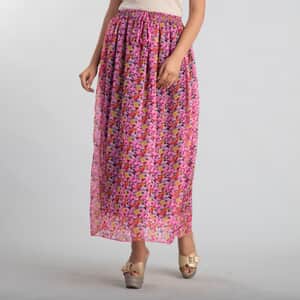 Jovie Pink Digital Printed Skirt for Women with Drawstring - One Size Fits Most , Long Skirt , Summer Skirts , Women Skirt