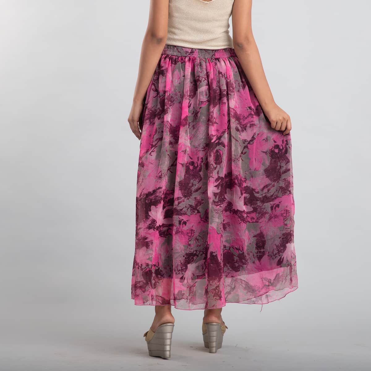 Jovie Light Purple Floral Printed Skirt for Women with Drawstring - One Size Fits Most | Long Skirt | Summer Skirts | Women Skirt image number 1