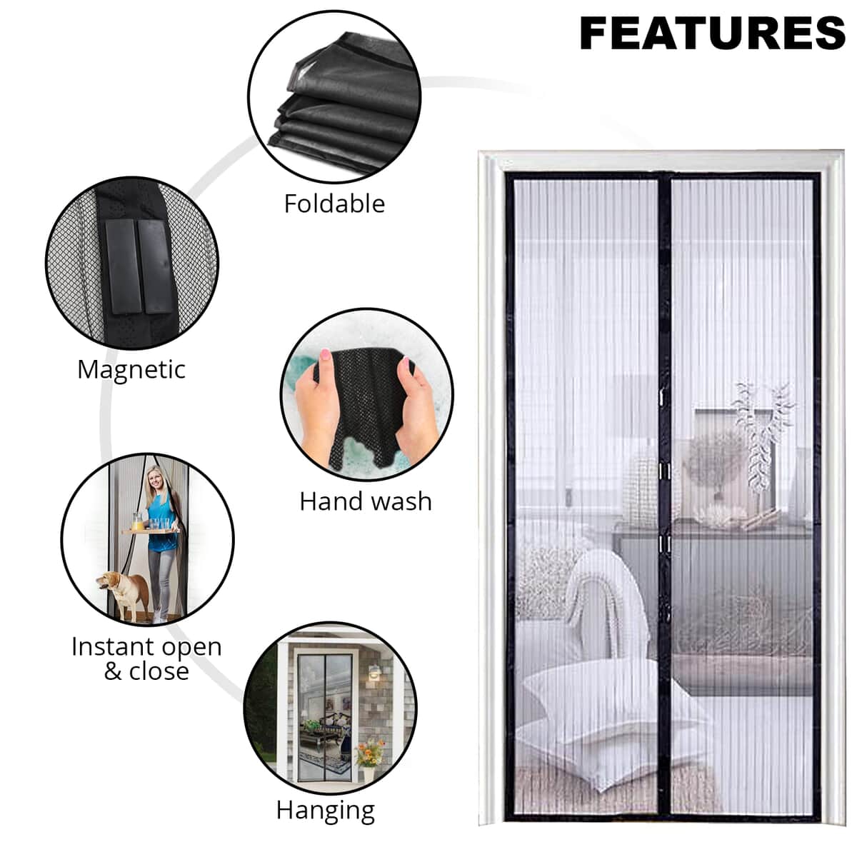 Homesmart Black Magnetic Screen Door image number 1