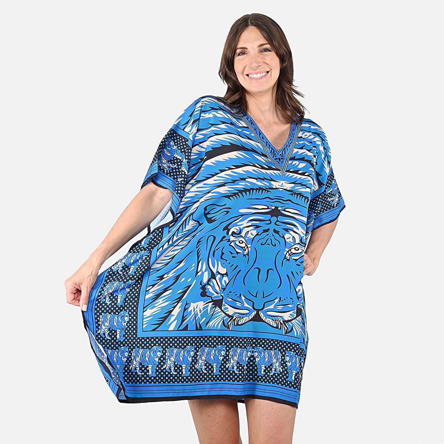 Tiger Print Knee-Length Kaftan