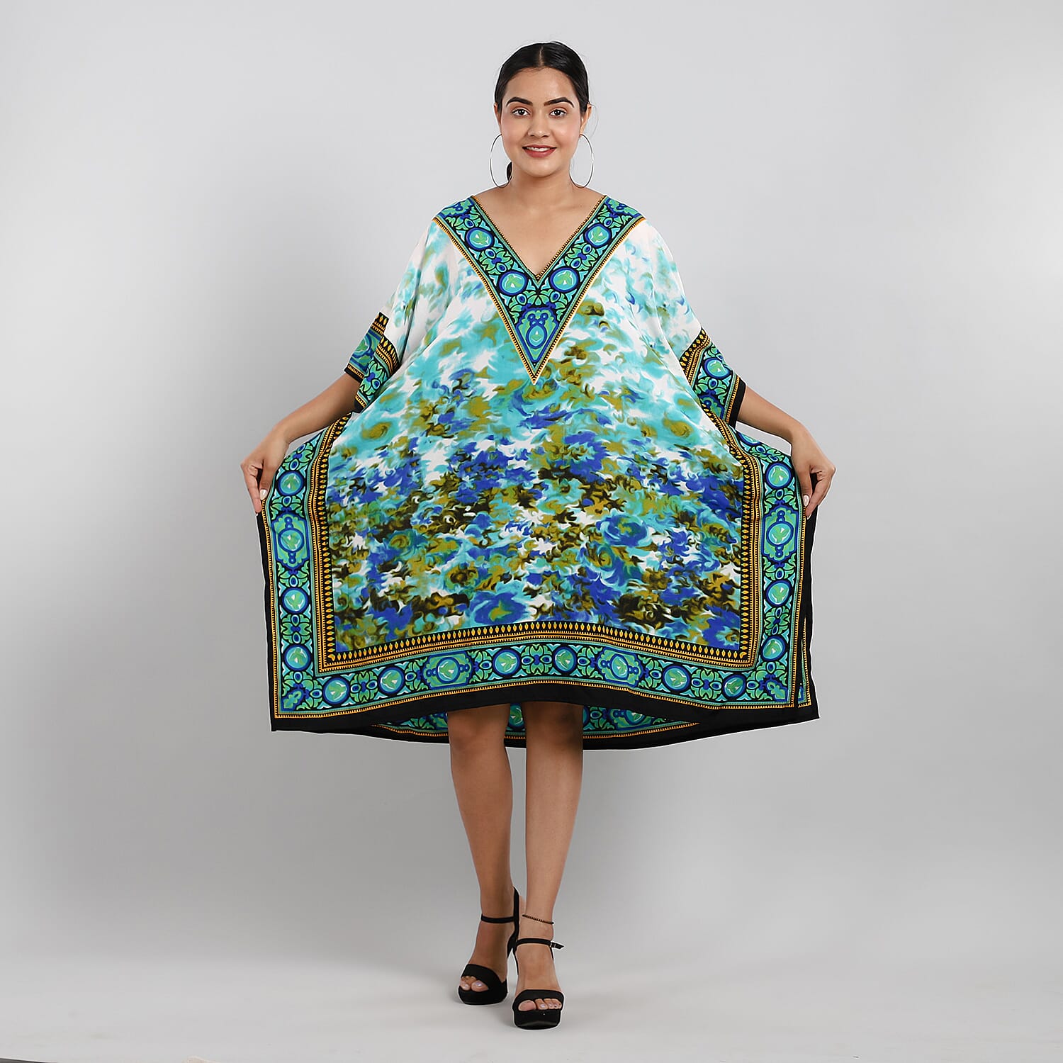 Floral Print Knee-Length Kaftan