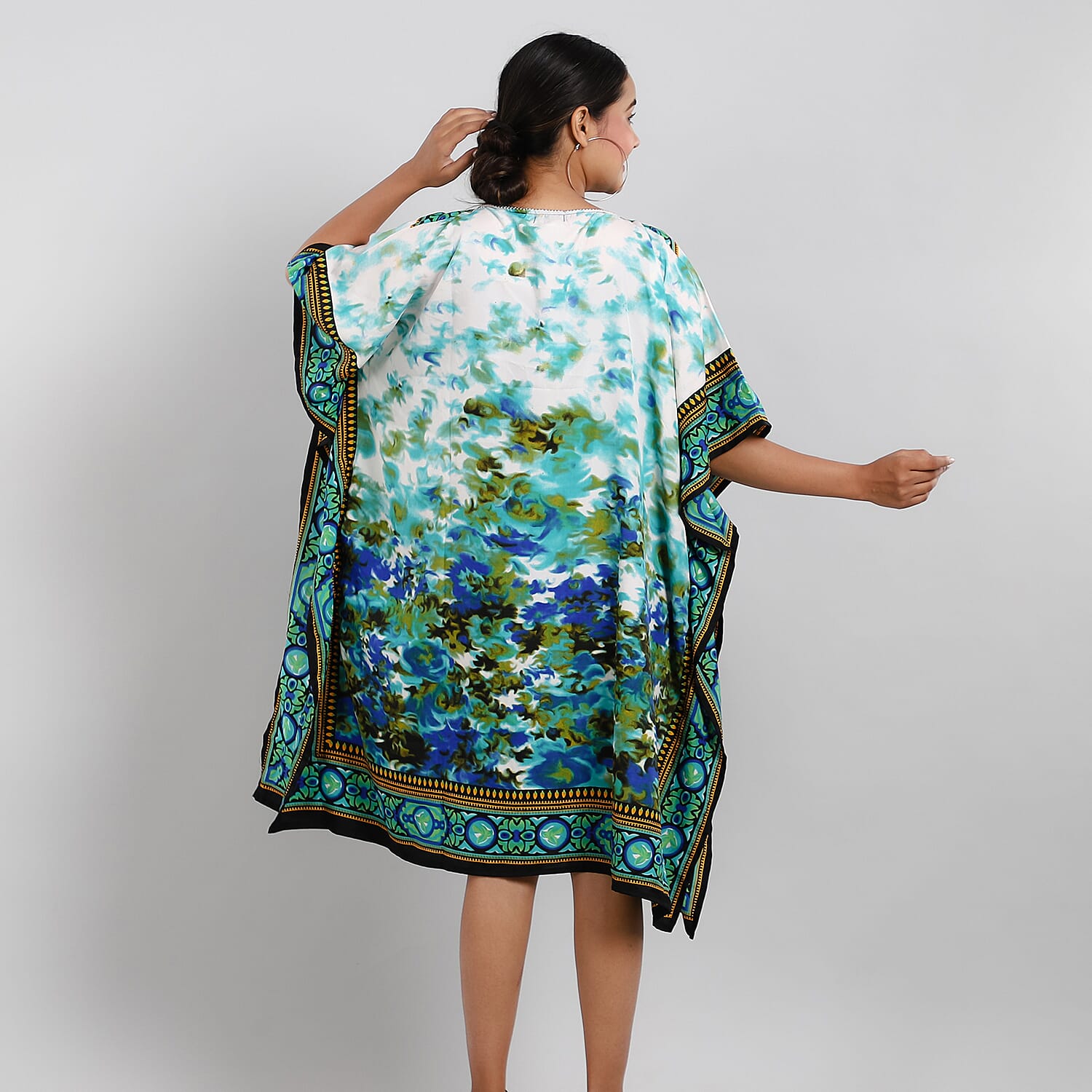 Floral Print Knee-Length Kaftan