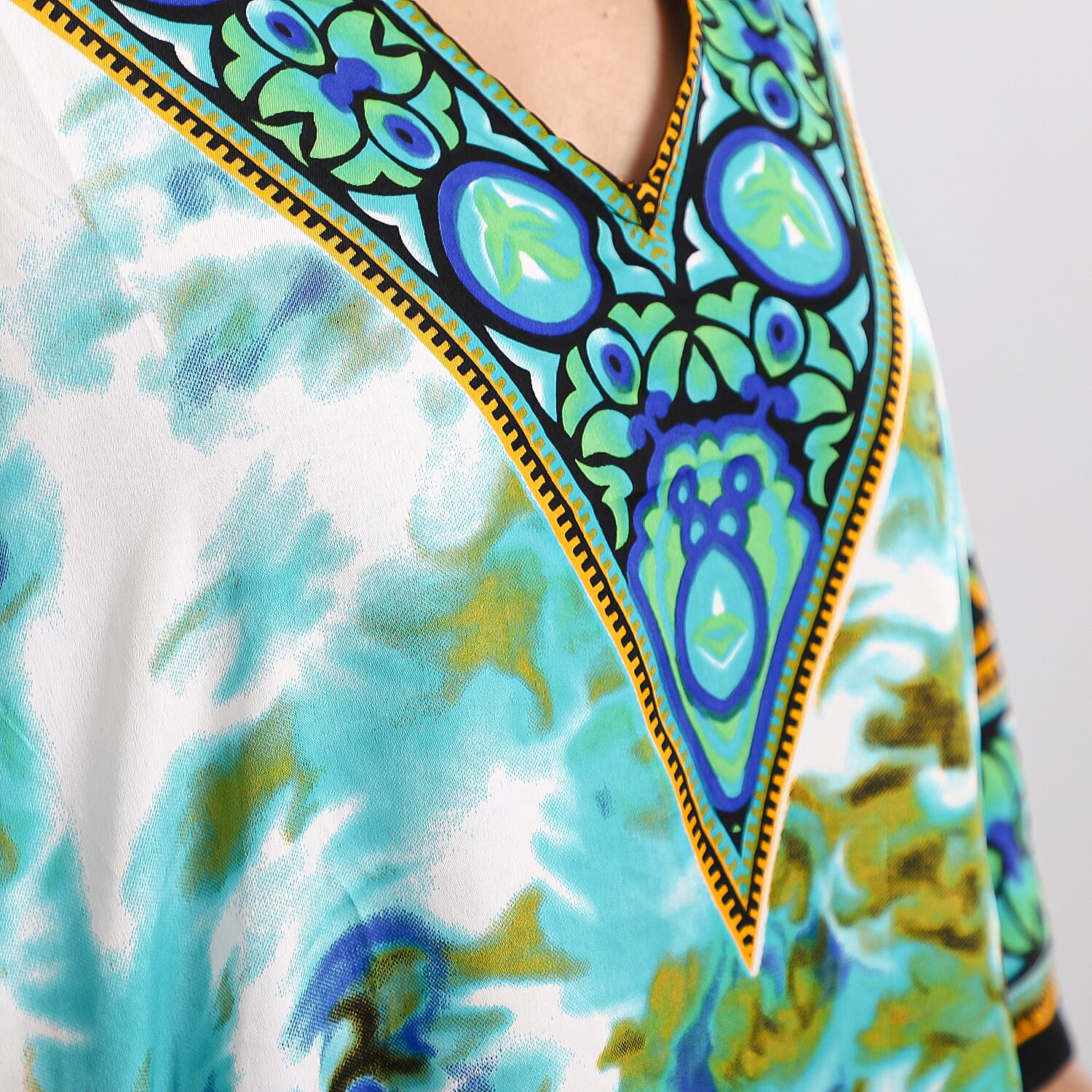 Floral Print Knee-Length Kaftan