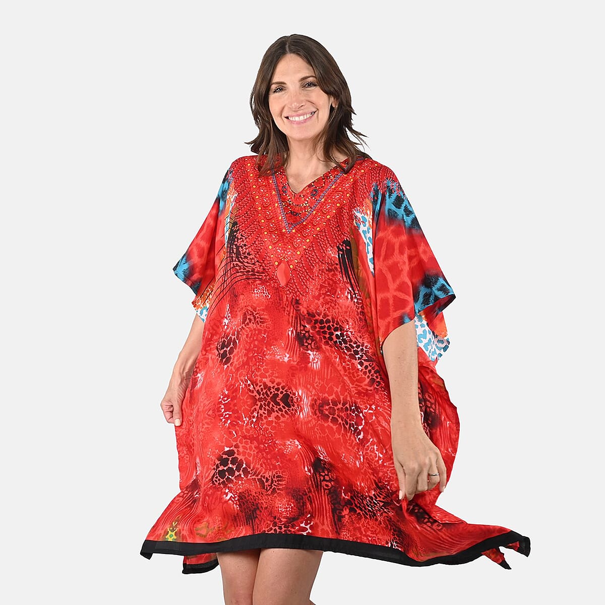Animal Print Knee-Length Kaftan | Short Kaftans For Women Animal Print Knee-Length Kaftan | Short Kaftans For Women