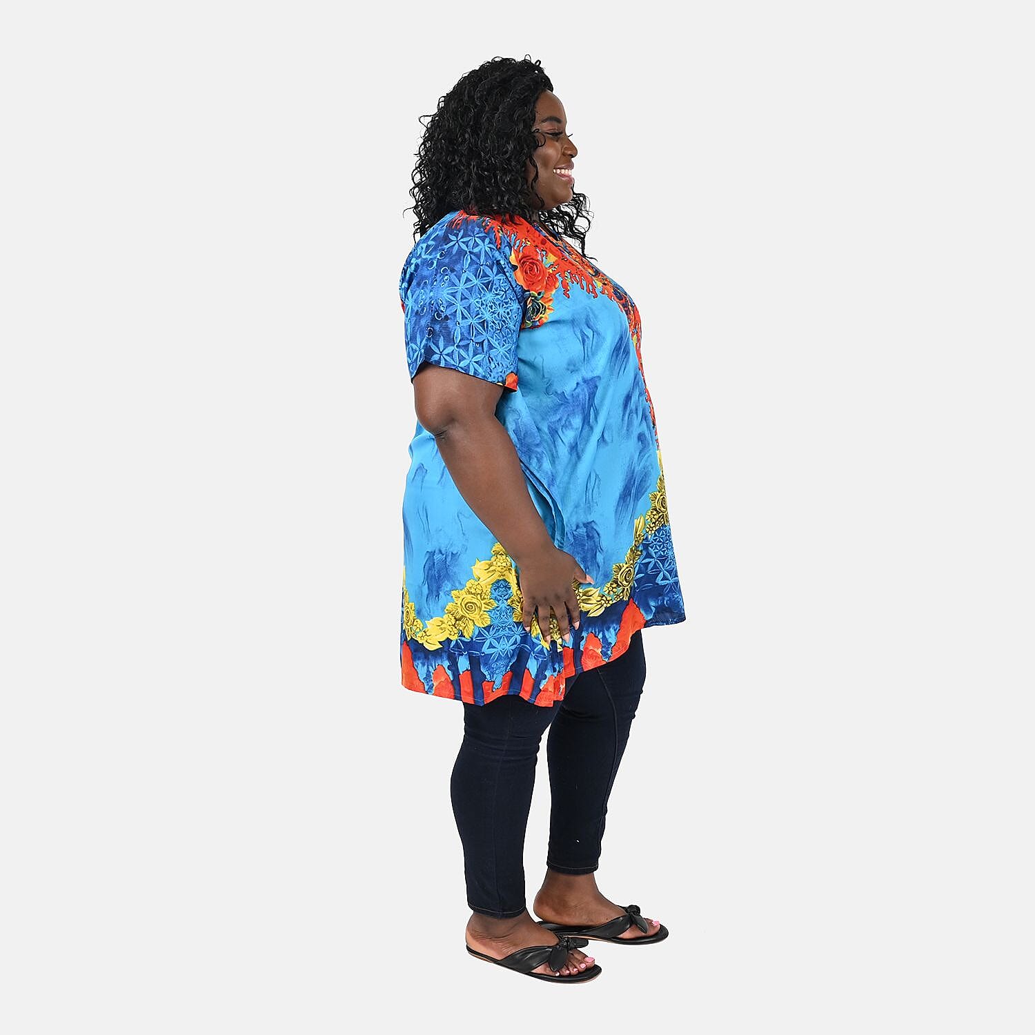 Kaleidoscope Print Knee-Length Kaftan