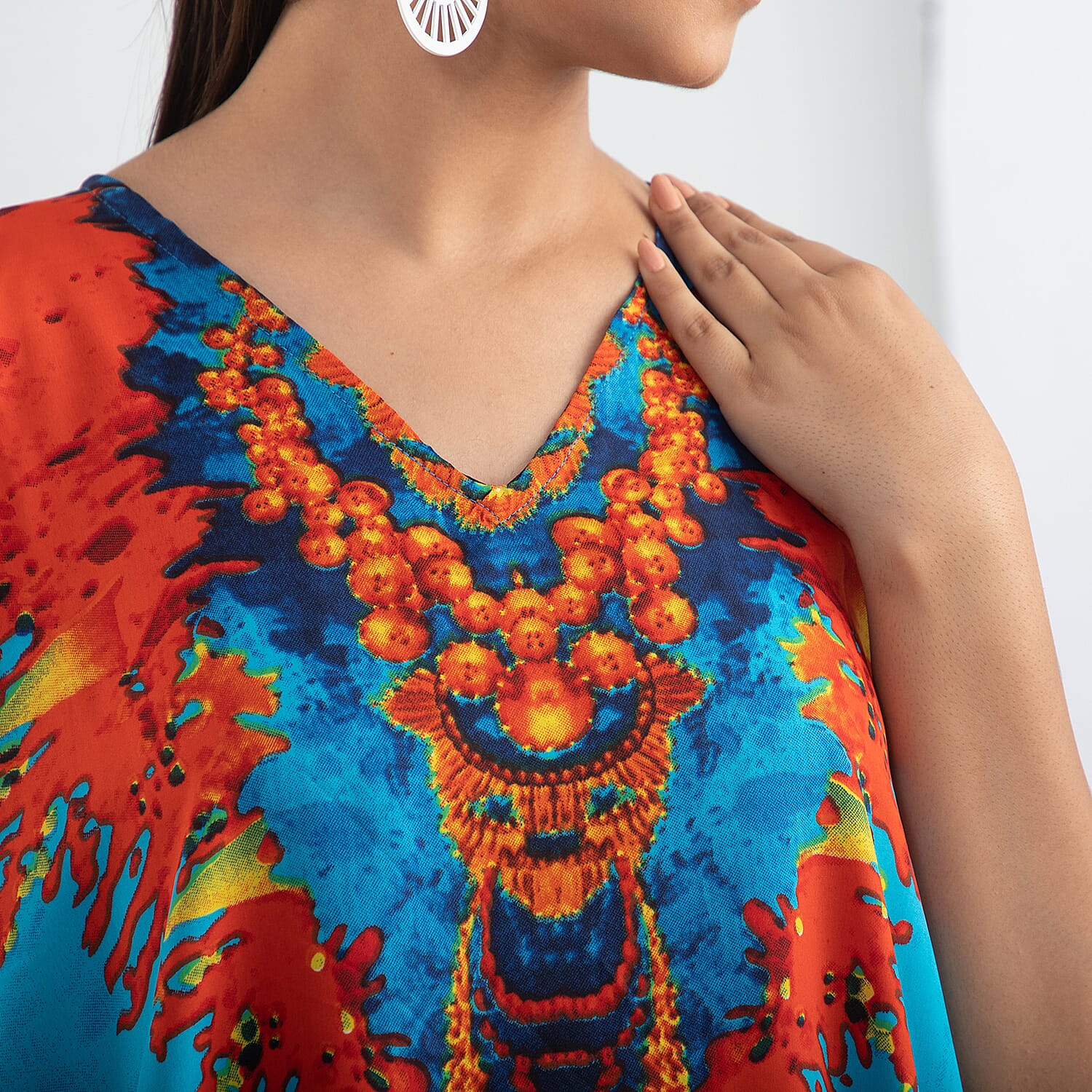 Kaleidoscope Print Knee-Length Kaftan