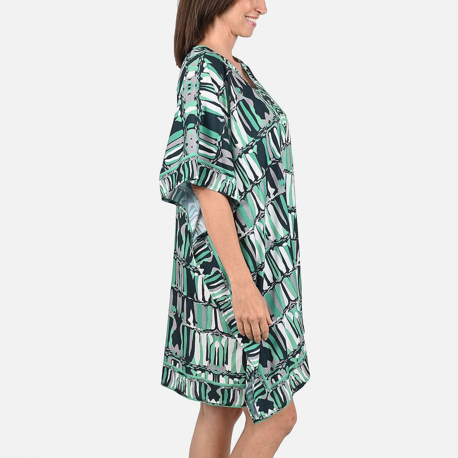 Abstract Print Knee-Length Kaftan