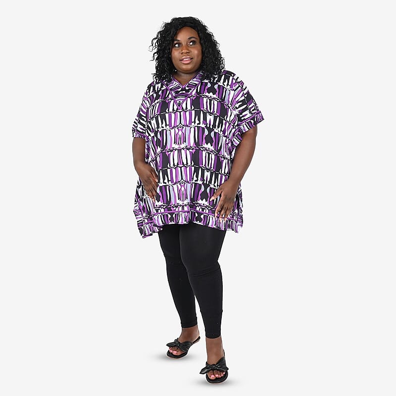 Abstract Print Knee-Length Kaftan