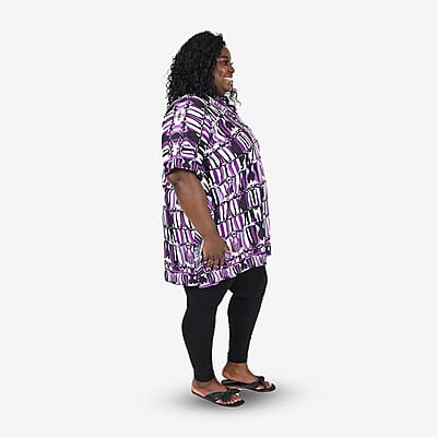Abstract Print Knee-Length Kaftan