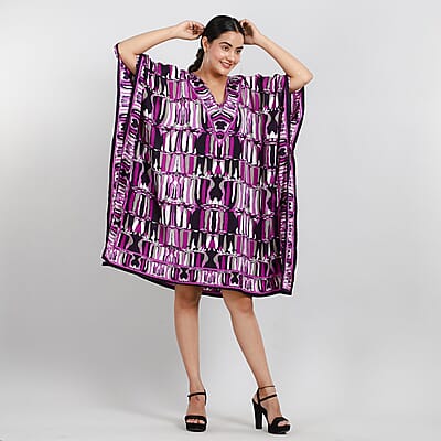 Abstract Print Knee-Length Kaftan