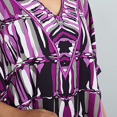 Abstract Print Knee-Length Kaftan