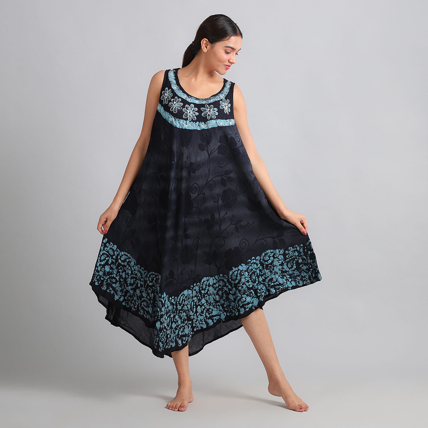 Floral Embroidered Umbrella Dress