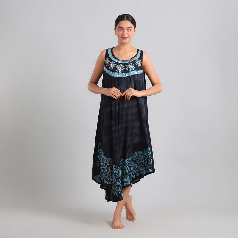 Floral Embroidered Umbrella Dress